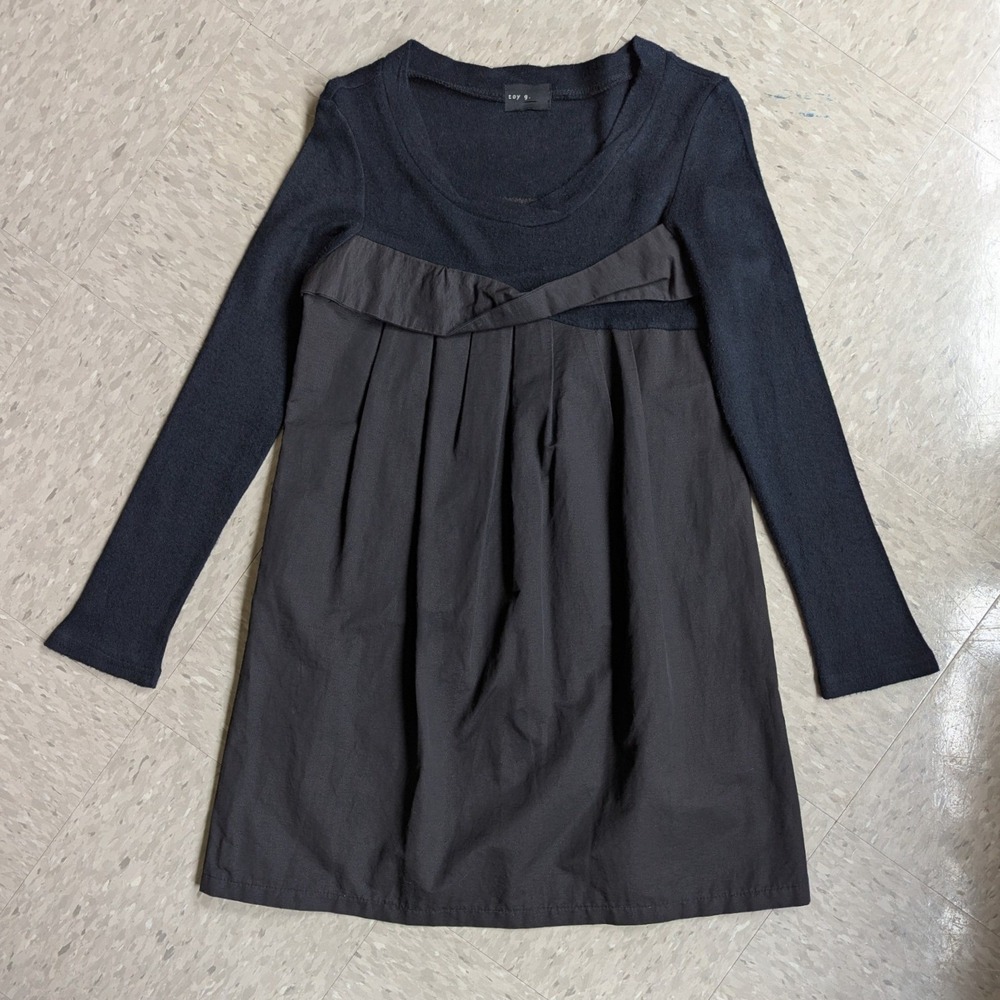 Toy G Black 100% Cotton Pleated Mini Dress Avant Garde Art to Wear Made in Italy